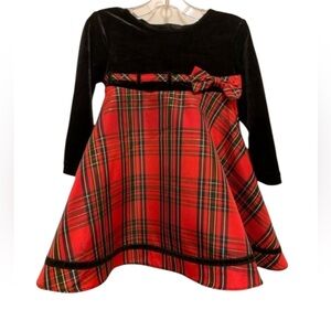 Starting Out Black Velour Plaid Skirt Girl’s Dress